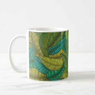 Seamless hand drawn pattern with banana leaves / t coffee mug