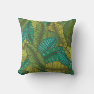 Seamless hand drawn pattern with banana leaves / t cushion