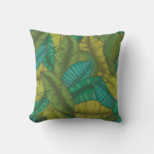 Seamless hand drawn pattern with banana leaves / t cushion (Front)