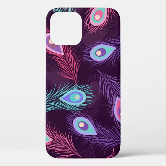 Seamless hand drawn peacock feathers pattern. Vint Case-Mate iPhone Case (Back)