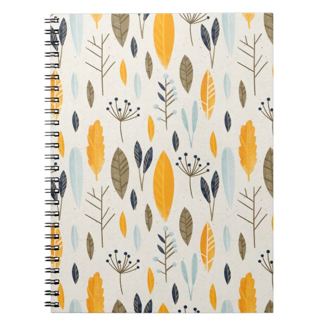 Seamless hand illustrated floral pattern on paper  notebook (Front)