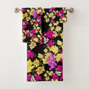 Seamless harvest grape vine roses flowers floral c bath towel set
