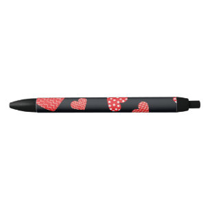 seamless hearts pattern black ink pen