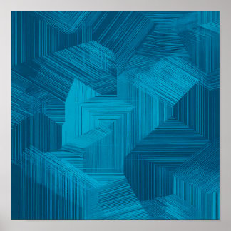 Seamless High-Contrast Cyan Grid Tiling Pattern Poster
