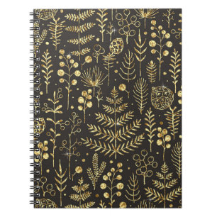 Seamless holiday pattern with leaves, branches, be notebook