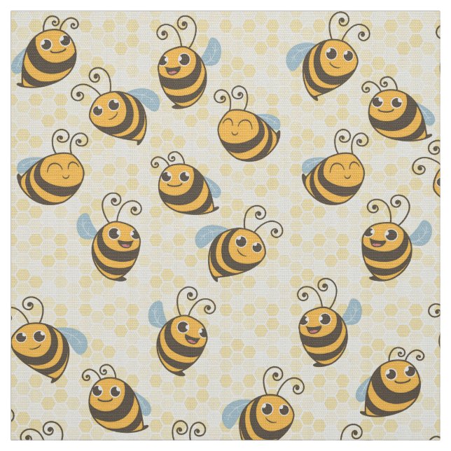 Seamless Honey Bee Pattern Fabric (Swatch)