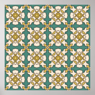 Seamless illustrated pattern made of abstract elem poster