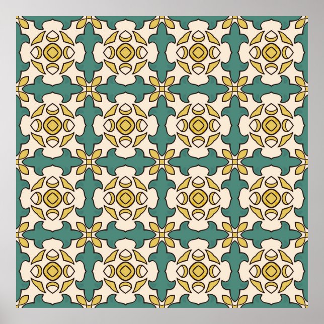 Seamless illustrated pattern made of abstract elem poster (Front)