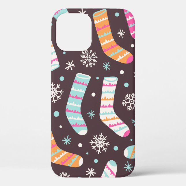 Seamless illustration pattern with Christmas socks Case-Mate iPhone Case (Back)
