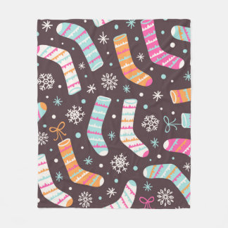 Seamless illustration pattern with Christmas socks Fleece Blanket