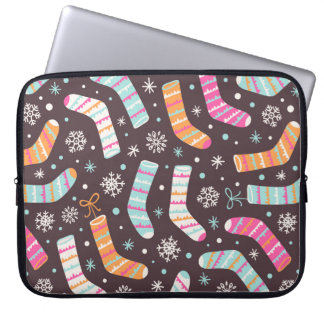 Seamless illustration pattern with Christmas socks Laptop Sleeve