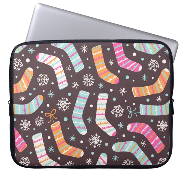 Seamless illustration pattern with Christmas socks Laptop Sleeve (Front)