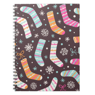 Seamless illustration pattern with Christmas socks Notebook