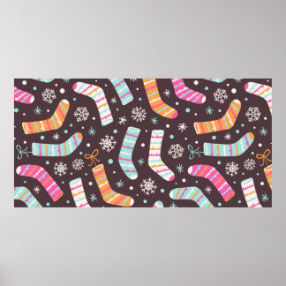 Seamless illustration pattern with Christmas socks Poster