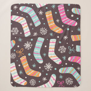 Seamless illustration pattern with Christmas socks Sherpa Blanket