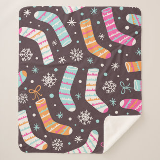Seamless illustration pattern with Christmas socks Sherpa Blanket
