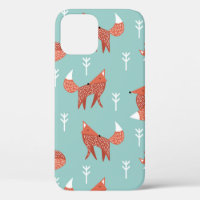 Seamless illustration pattern with cute orange fox