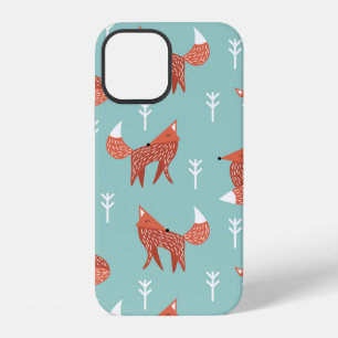 Seamless illustration pattern with cute orange fox iPhone 12 case