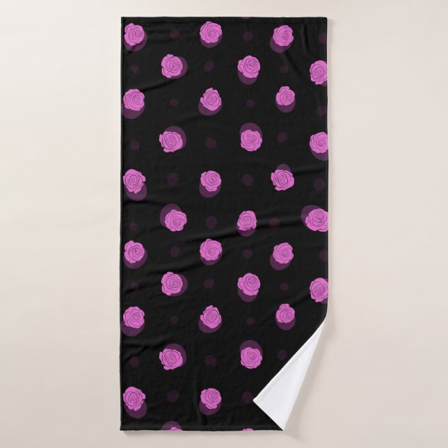  seamless ink pattern with abstract flowers in vio bath towel (Bath Towel)