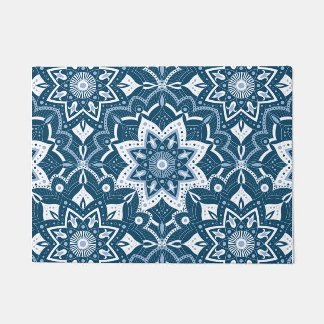 Seamless Islamic Art Colourful Blue  Doormat (Front)