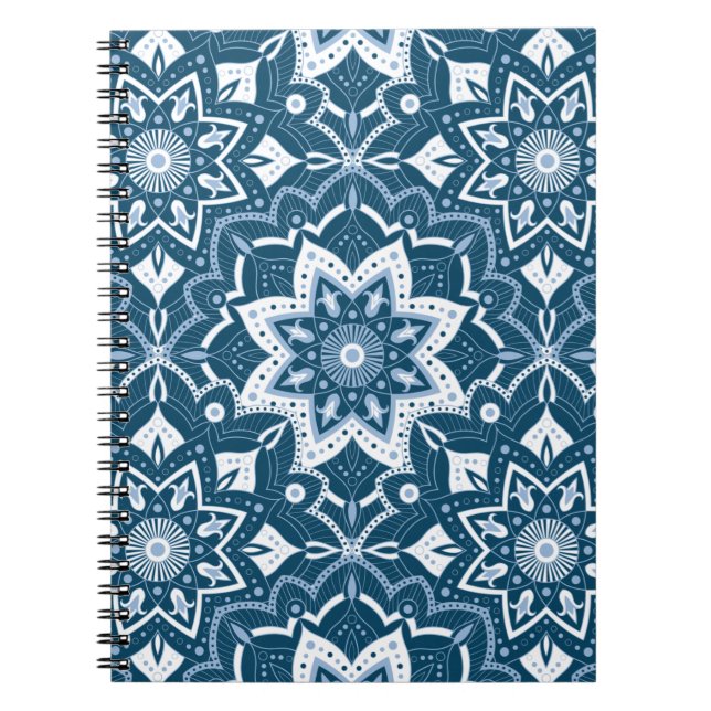 Seamless Islamic Art Colourful Blue  Notebook (Front)