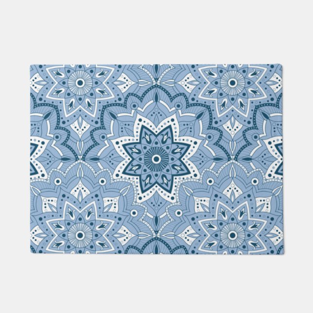 Seamless Islamic Colourful Blue  Doormat (Front)