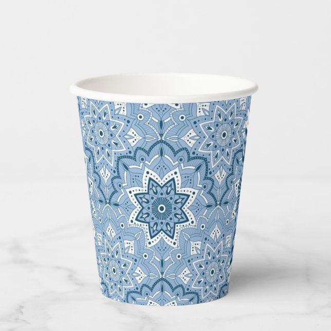 Seamless Islamic Colourful Blue  Paper Cups (Front)