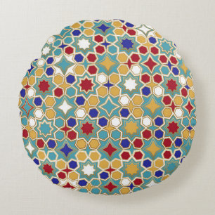 Seamless Islamic patterns in color. Islamic orname Round Cushion