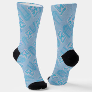 Seamless Israeli passport pattern Socks