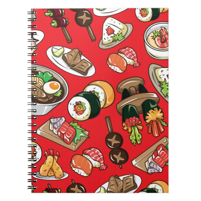 seamless Japanese food pattern Notebook (Front)