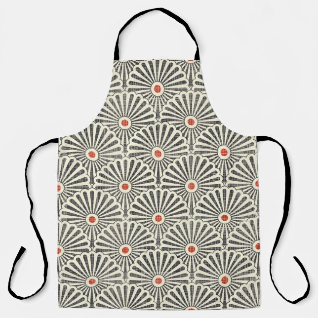 Seamless japanese vintage pattern on texture backg apron (Front)