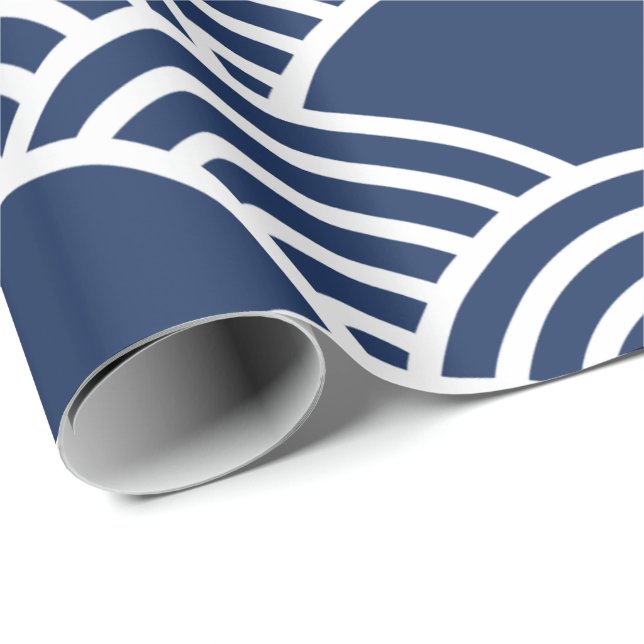 Seamless Japanese wave pattern with navy blue  Wrapping Paper (Roll Corner)