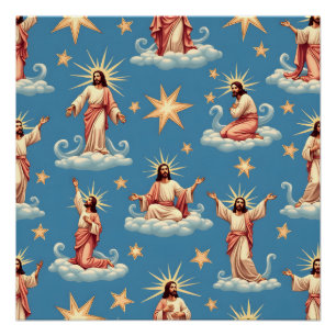 Seamless Jesus Pattern Religion Gift Christianity  Poster