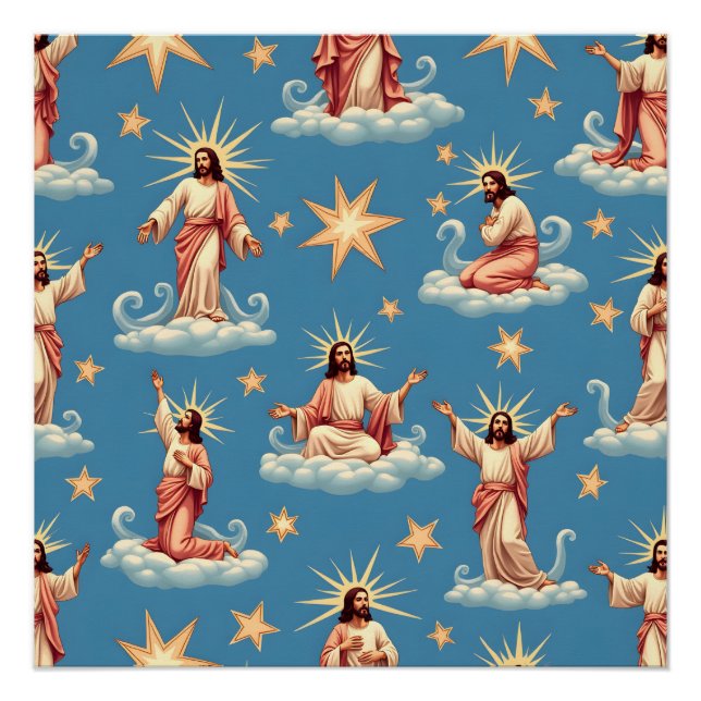 Seamless Jesus Pattern Religion Gift Christianity  Poster (Front)