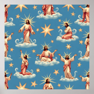 Seamless Jesus Pattern Religion Gift Christianity Poster
