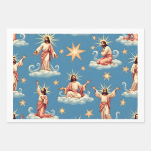 Seamless Jesus Pattern Religion Gift Christianity Wrapping Paper Sheet