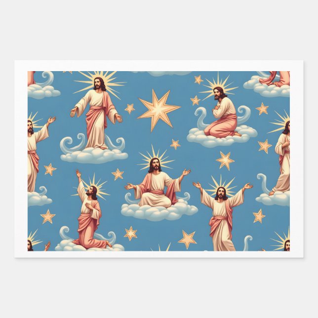 Seamless Jesus Pattern Religion Gift Christianity  Wrapping Paper Sheet (Front)