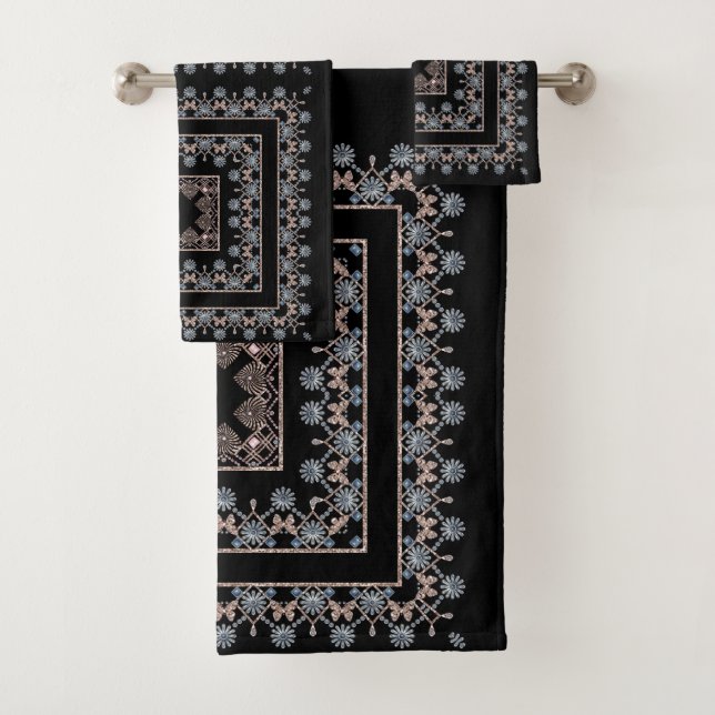 Seamless jewellery beads crystals glitter shine se bath towel set (Insitu)