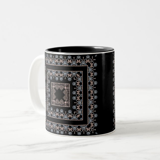 Seamless jewellery beads crystals glitter shine se Two-Tone coffee mug (Front Left)