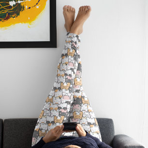 Seamless Kawaii Cute Cats Pattern Leggings