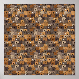 Seamless Kawaii Dogs Poster
