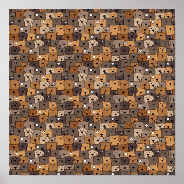 Seamless Kawaii Dogs Poster (Front)