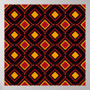 Seamless kawung motive batik pattern. Embroidery - Poster