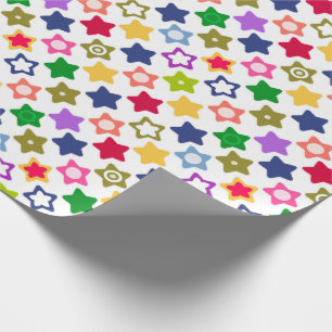 Seamless kids fun cartoon stars colourful bright w wrapping paper