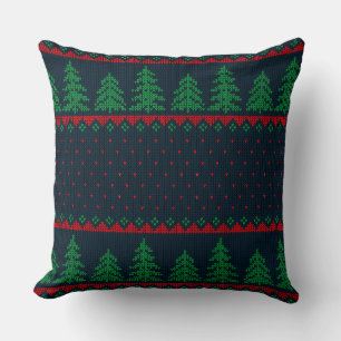 Seamless Knitted Christmas tree  Pattern Cushion