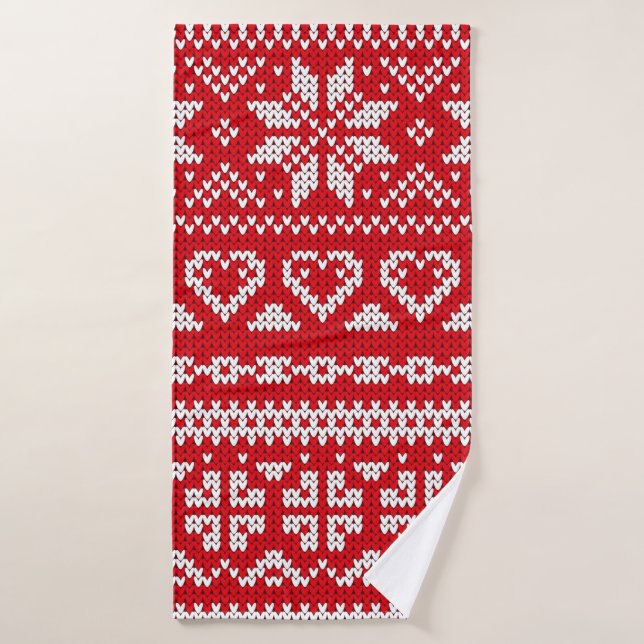Seamless knitting pattern Norway festive sweater d Bath Towel (Bath Towel)
