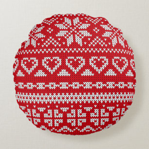 Seamless knitting pattern Norway festive sweater d Round Cushion