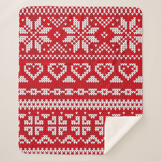 Seamless knitting pattern Norway festive sweater d Sherpa Blanket (Front)