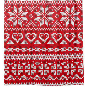 Seamless knitting pattern Norway festive sweater d Shower Curtain