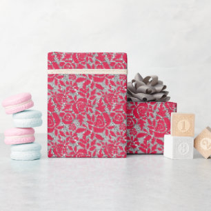 Seamless lace romantic retro vintage red lacy patt wrapping paper